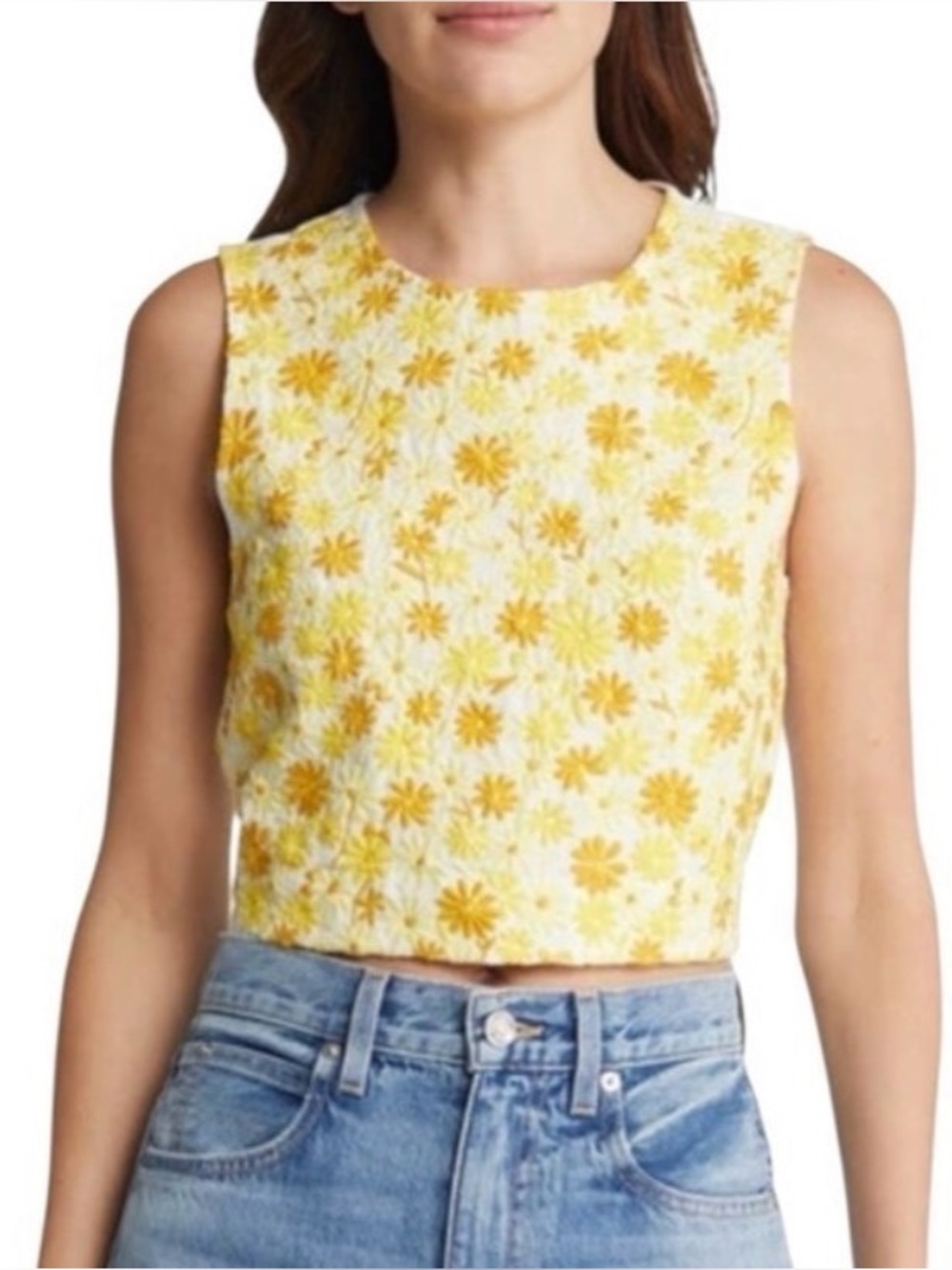 Paris Atelier & Other Stories Top Women Embroidered Linen Crop  12 NEW 3051